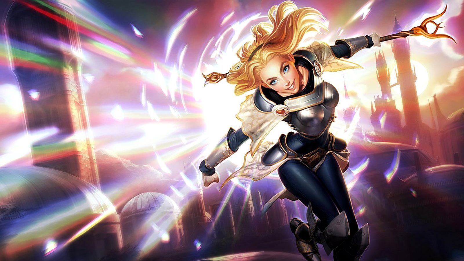 Lux, the Lady of Luminosity, casting a beam of light — League of Legends splash art