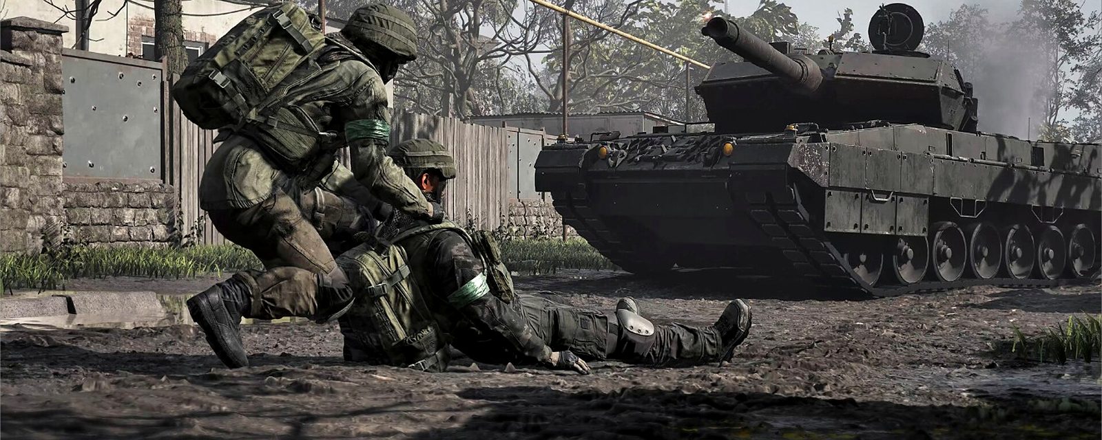 A WARDOGS Medic reviving a downed teammate next to a tank